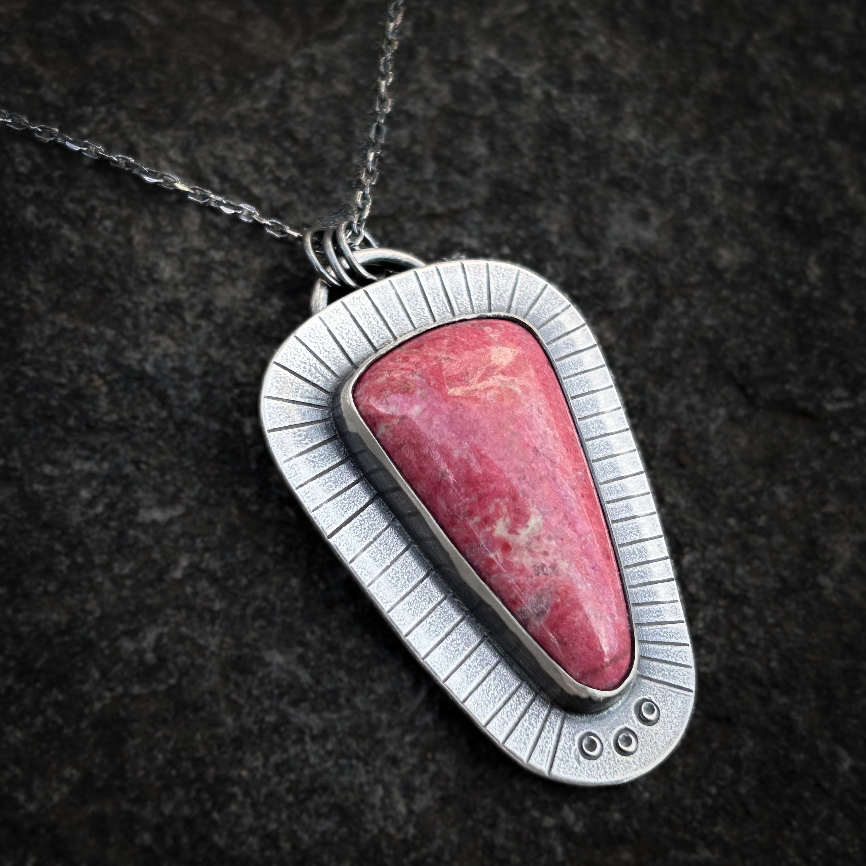 Pink Norwegian Thulite Silver Necklace – Allison Korn Designs