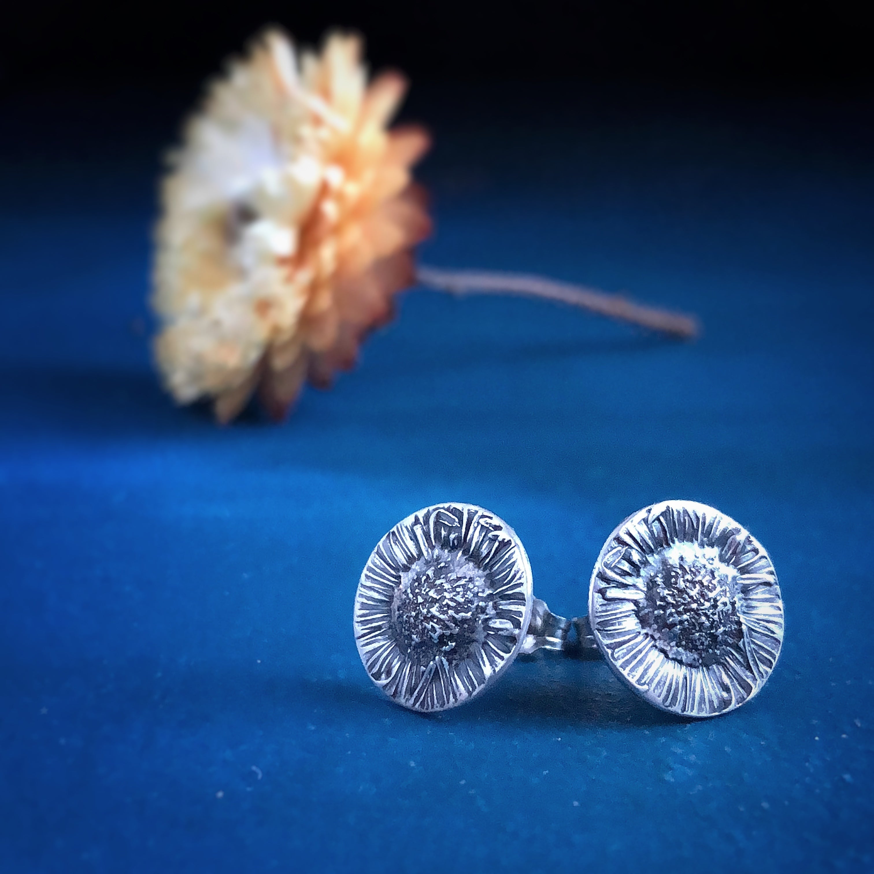 Chamomile Flower Studs- Silver Jewelry Handmade in VT